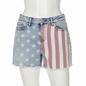 Judy Blue XL American Flag Denim Shorts Stars Stripes Distressed Americana Boho